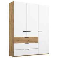 DREHTÜRENSCHRANK in Weiss, Eiche Artisan  - Weiss/Graphitfarben, Konventionell, Holzwerkstoff/Metall (151/223/62cm) - Xora
