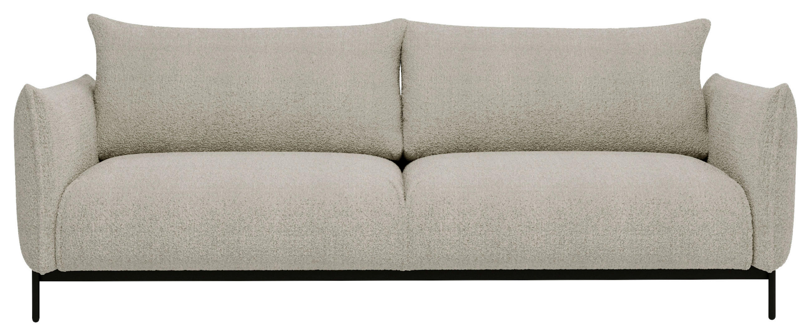 SOFA Chenille Creme  - Creme/Schwarz, Design, Textil/Metall (223/96/95cm) - Livetastic