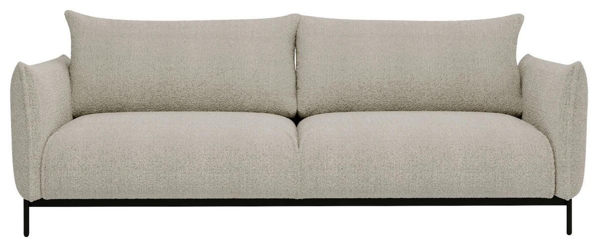 SOFA Chenille Creme  - Creme/Schwarz, Design, Textil/Metall (223/96/95cm) - Livetastic