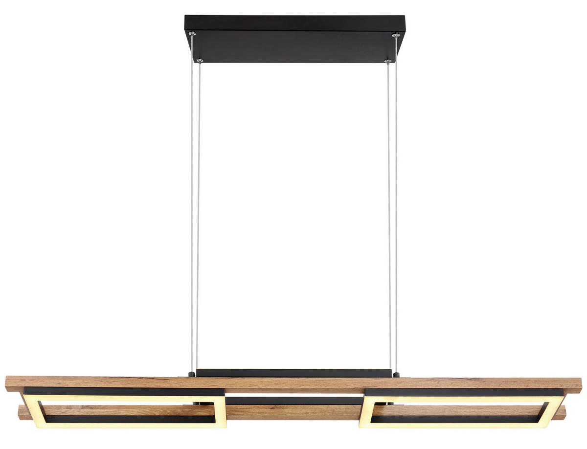 ZÁVESNÉ LED SVIETIDLO, 100/14/120 cm - čierna/opálová, Design, kov/kompozitné drevo (100/14/120cm) - Globo
