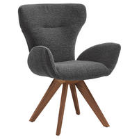 ARMLEHNSTUHL drehbar  Stoffauswahl, Typenauswahl, Sitzfläche 360° drehbar, inklusive Armlehnen, Gestellauswahl, automatische Rückholfunktion, gepolsterte Armlehnen Bouclé  - Schwarz, Design, Holz/Textil (65/93/68cm) - Musterring
