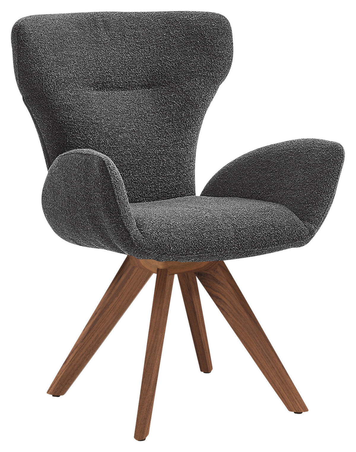 ARMLEHNSTUHL drehbar  Stoffauswahl, Typenauswahl, Sitzfläche 360° drehbar, inklusive Armlehnen, Gestellauswahl, automatische Rückholfunktion, gepolsterte Armlehnen Bouclé  - Schwarz, Design, Holz/Textil (65/93/68cm) - Musterring