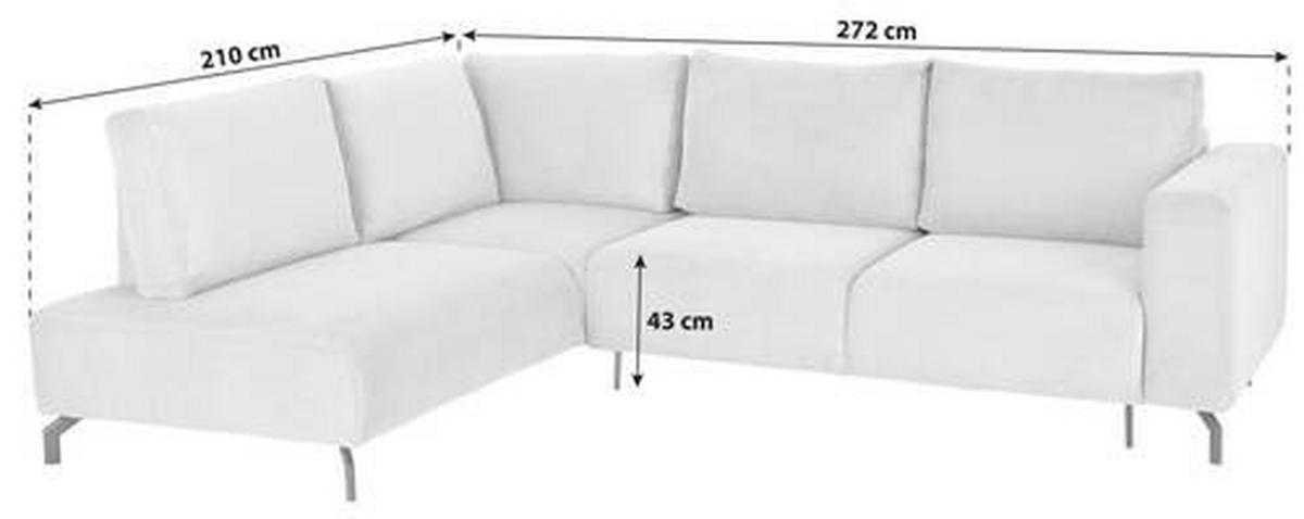 ECKSOFA Grau Cord  - Schwarz/Grau, MODERN, Textil (210/272cm) - P & B