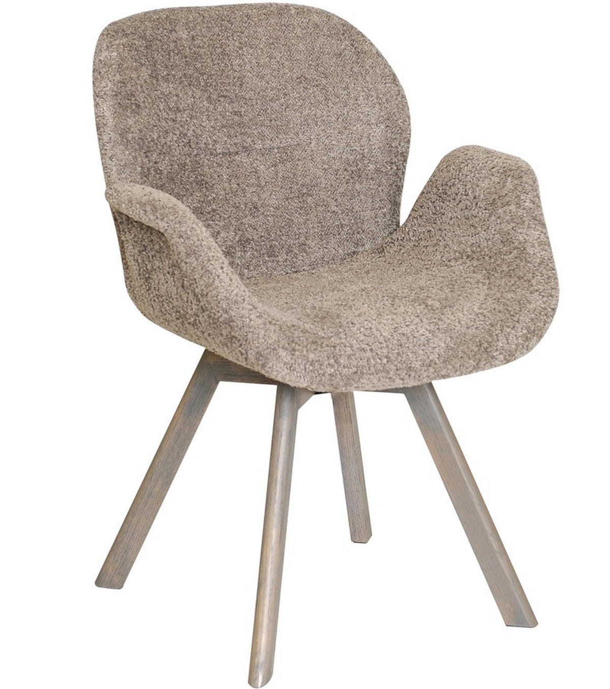 STOL MED ARMSTÖD bouclé  - taupe/grå ek, Design, trä/textil (61/84/63cm) - Best Price
