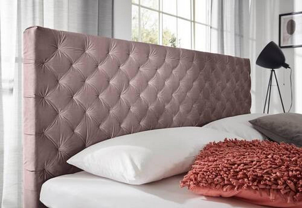 BOXSPRINGBETT 160/200 cm  in Altrosa  - Graphitfarben/Altrosa, Design, Textil/Metall (160/200cm) - Xora