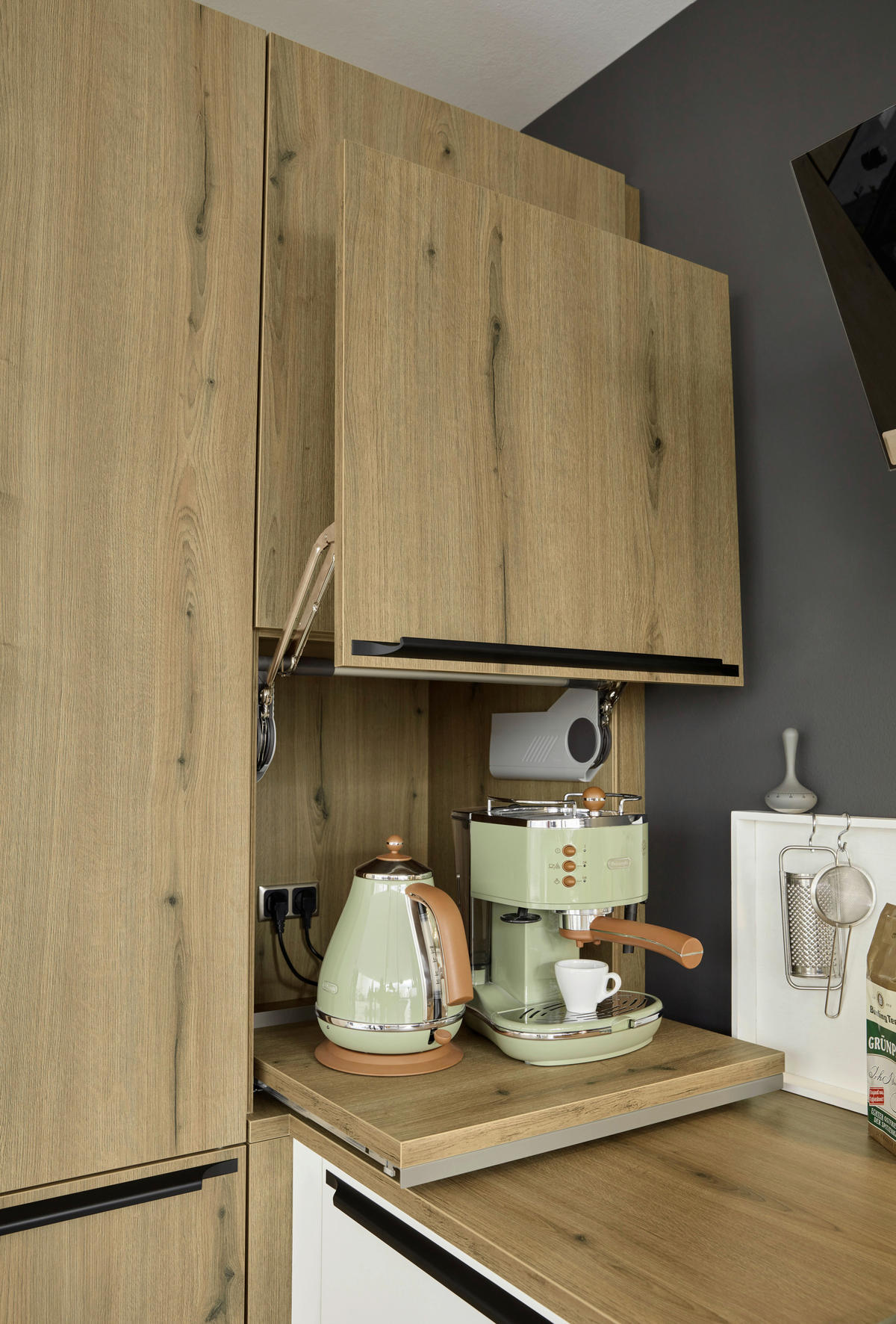 EINBAUKÜCHE   - Eichefarben/Weiß, Design, Holzwerkstoff - Dieter Knoll