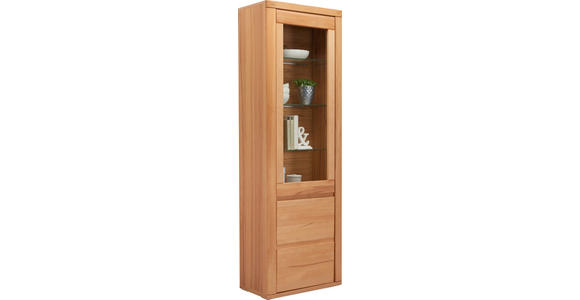 VITRINE in massiv Kernbuche Kernbuche - Kernbuche/Grau, KONVENTIONELL, Glas/Holz (66/204/38cm) - Voleo