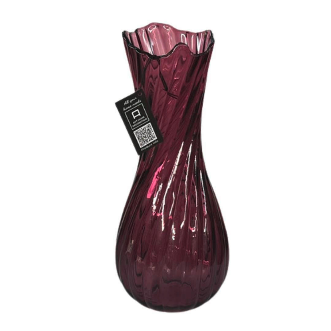 VÁZA  - lila, Design, Üveg (12/12/30cm)