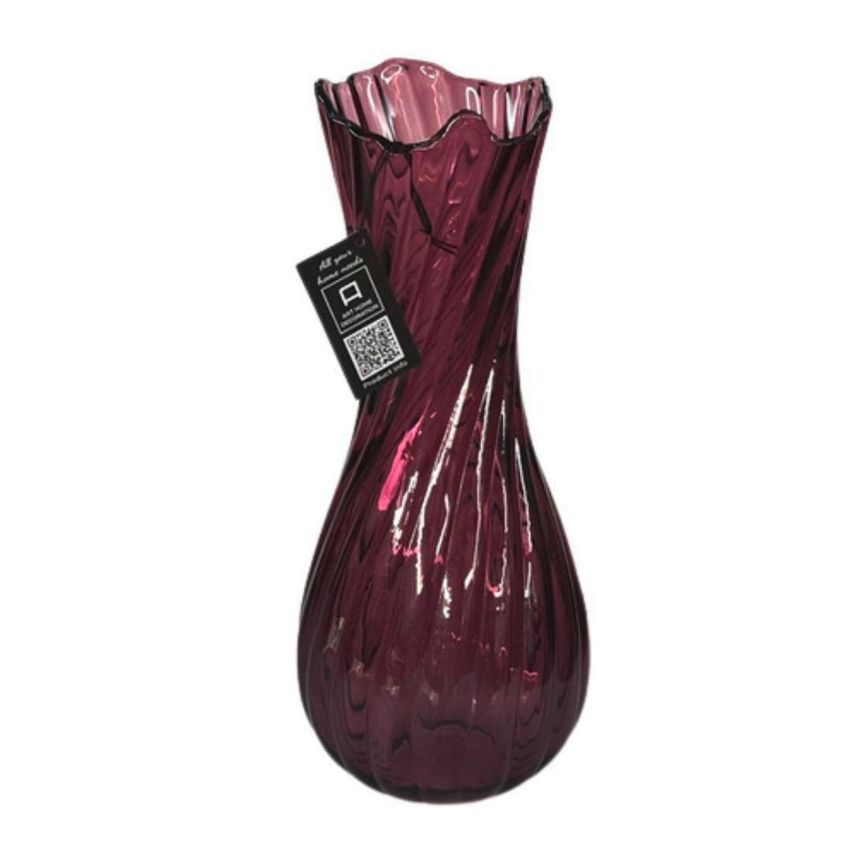VÁZA  - lila, Design, Üveg (12/12/30cm)