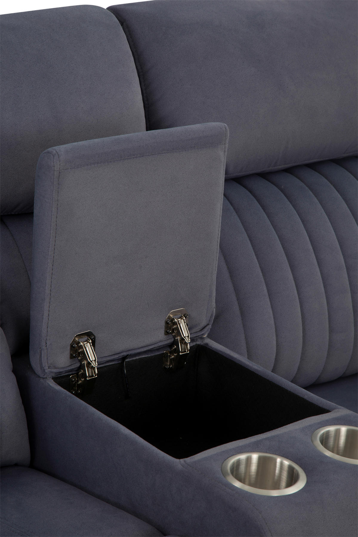 HEIMKINO-SOFA Velours Grau  - Grau, KONVENTIONELL, Textil/Metall (186/102/99cm) - MID.YOU