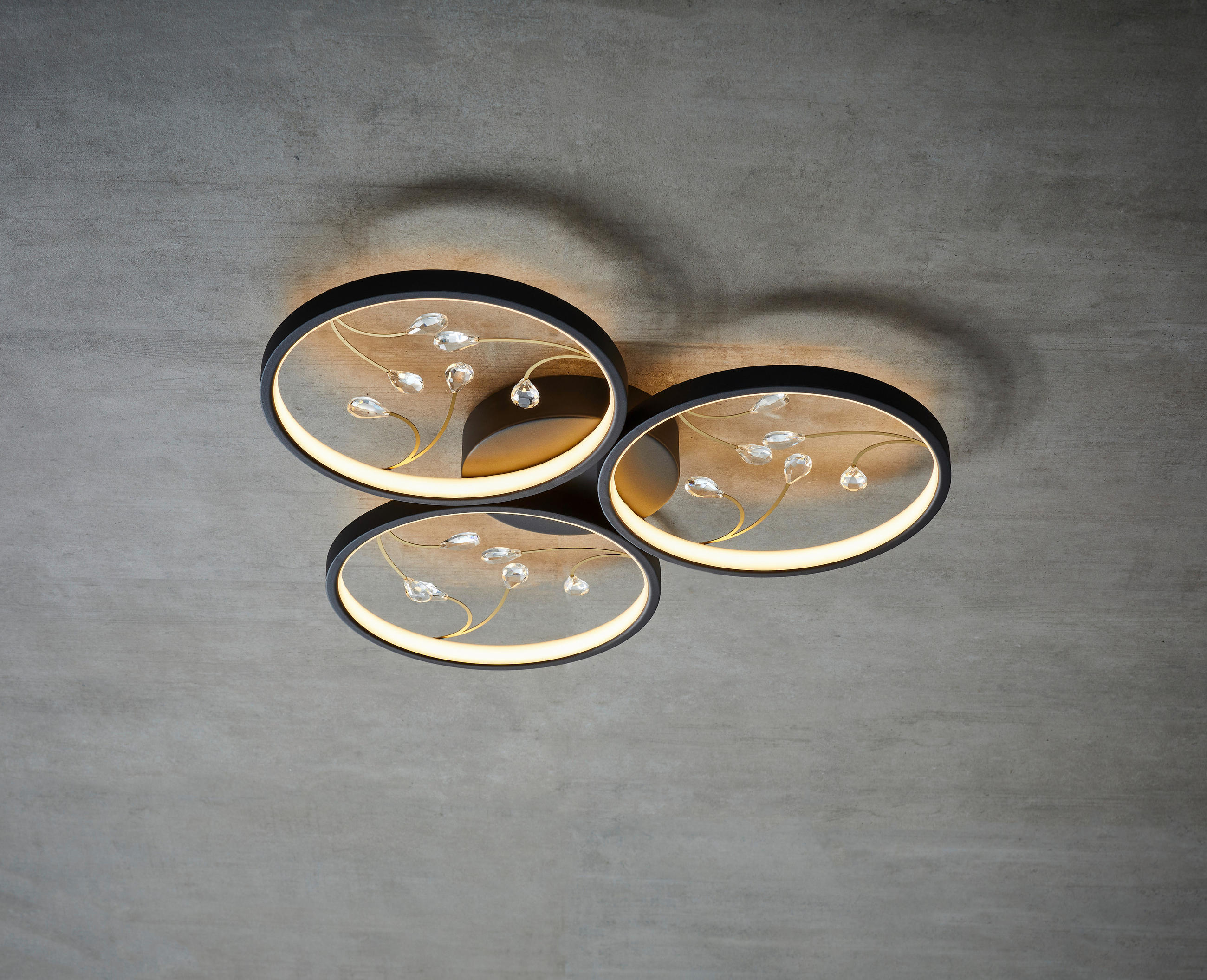 STROPNÍ LED SVÍTIDLO, 62/6 cm  - černá, Konvenční, kov (62/6cm)