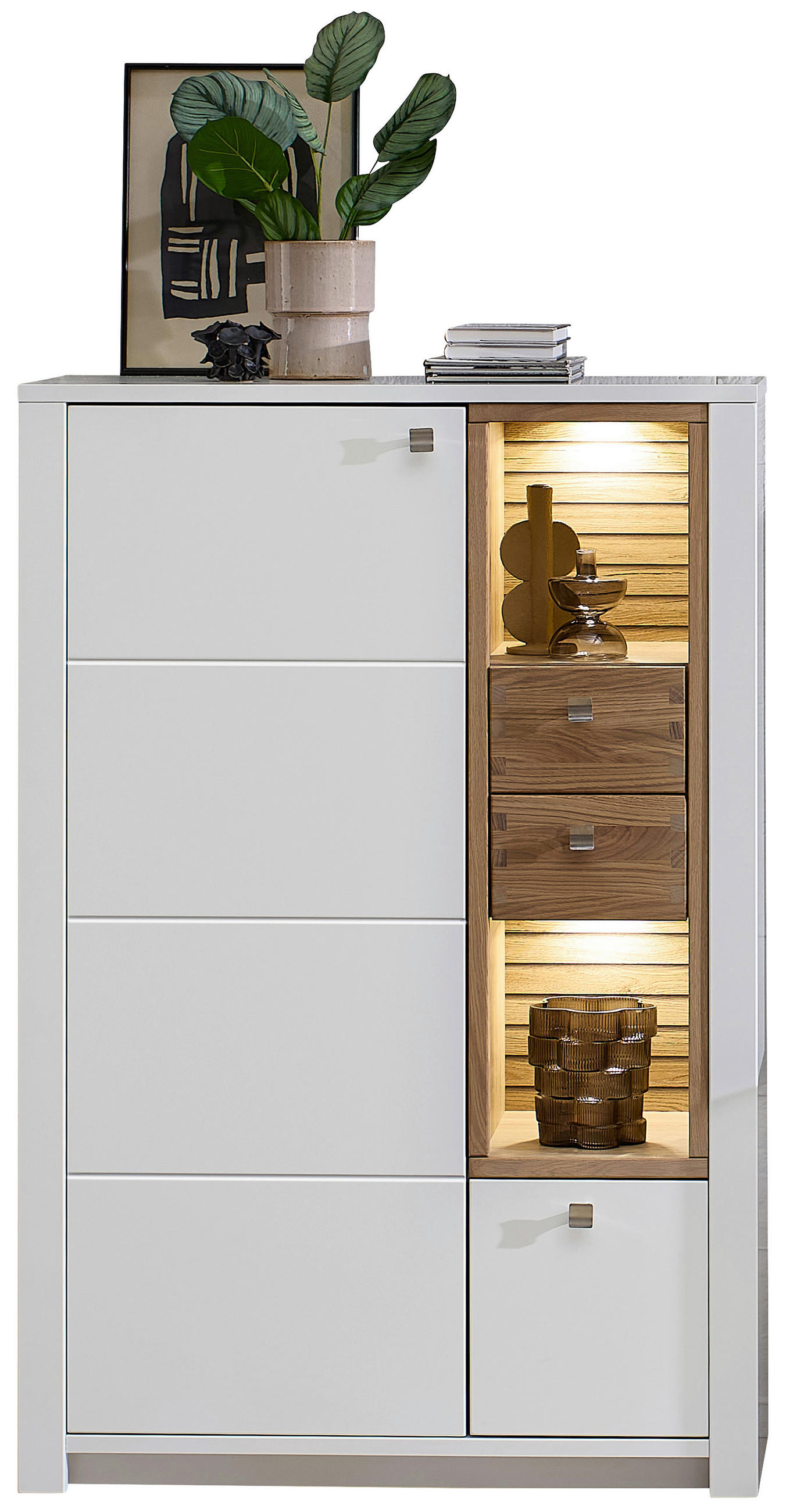 VITRINA,  - bela, Design, leseni material (92/138/41cm) - Hom`in
