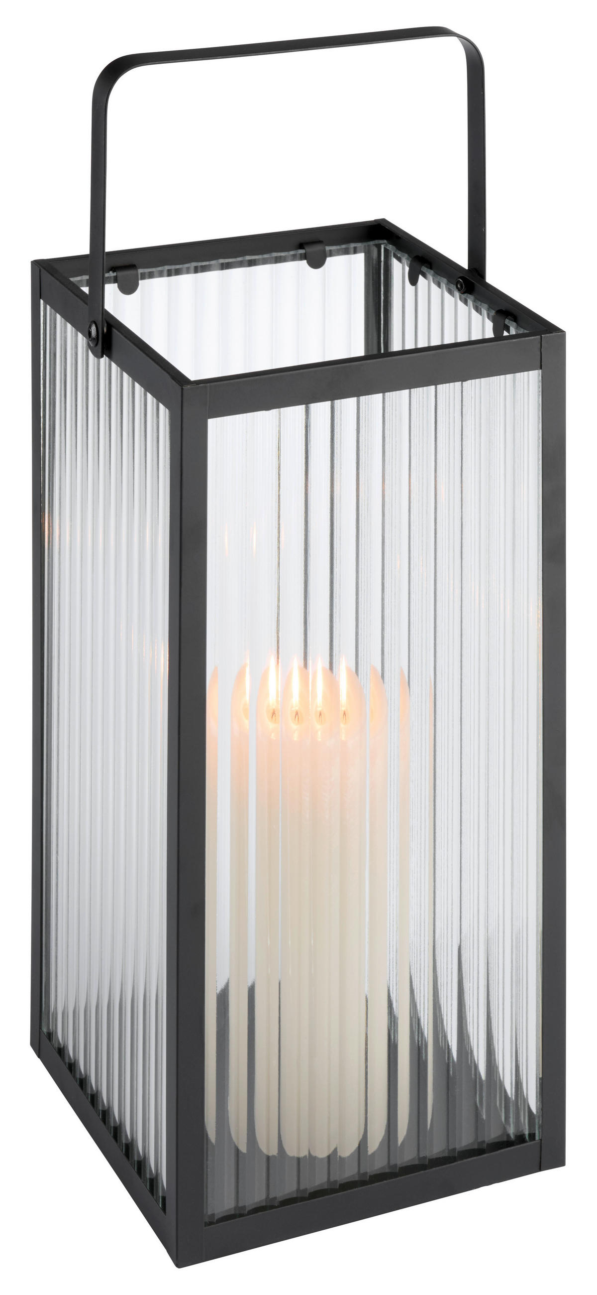LATERNE - Schwarz, Trend, Glas/Metall (15/30/15cm) - Ambia Home