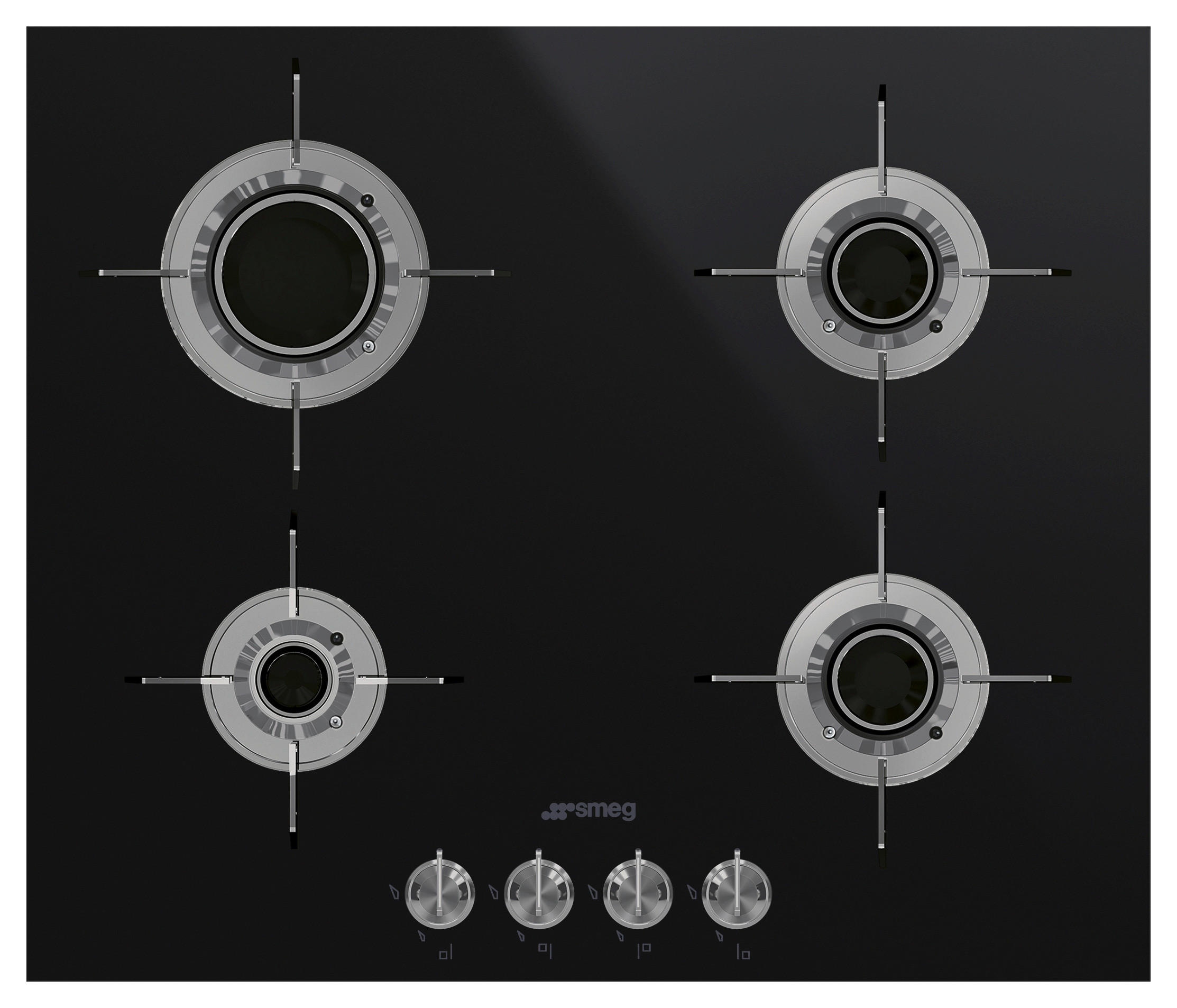 GASKOCHFELD PVL664CN  - Schwarz, Basics, Glas/Metall (92/60/51cm) - SMEG
