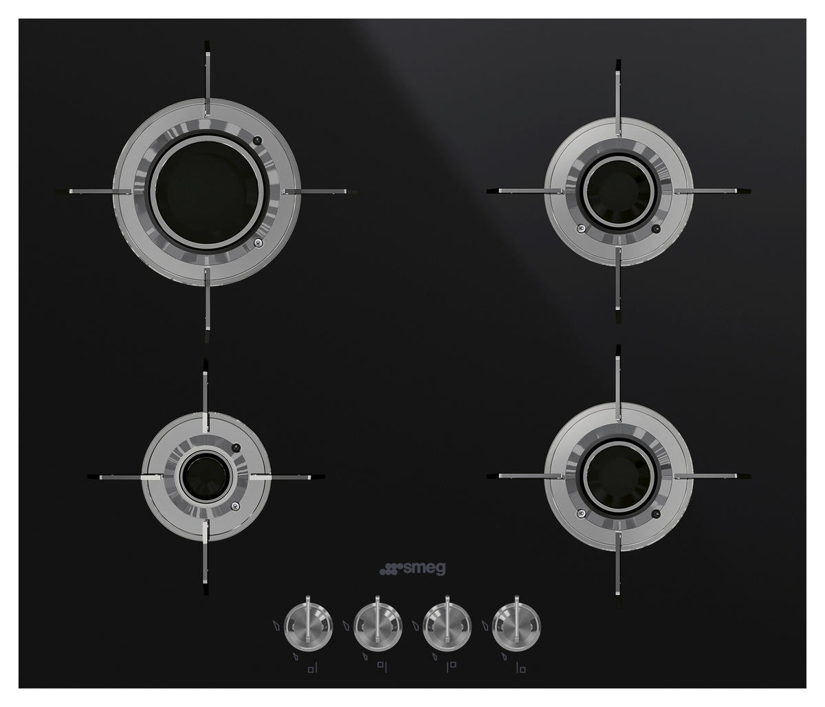 GASKOCHFELD PVL664CN  - Schwarz, Basics, Glas/Metall (92/60/51cm) - SMEG