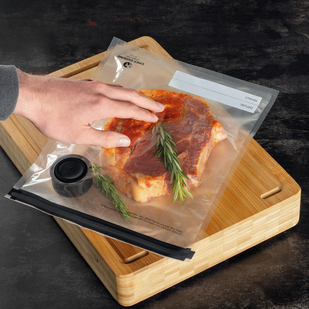 VAKUUM-LEBENSMITTELBEUTEL - Transparent/Schwarz, KONVENTIONELL, Kunststoff (1,25/4/8,5l) - CHEF CUISINE