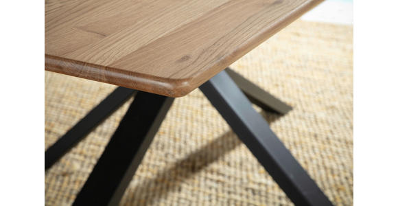 ESSTISCH Eiche massiv rechteckig Schwarz, Eichefarben  - Eichefarben/Schwarz, LIFESTYLE, Holz/Metall (180/90/75cm) - Linea Natura