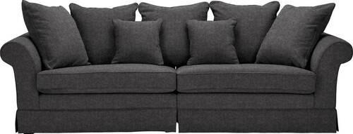 BIGSOFA Flachgewebe Anthrazit  - Dunkelbraun/Anthrazit, Trend, Holz/Textil (264/70/111cm) - Carryhome