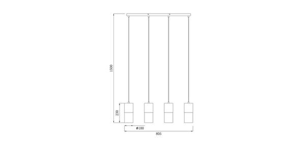 HÄNGELEUCHTE 80,5/10/150 cm  - Graubraun, Trend, Glas/Metall (80,5/10/150cm) - Novel