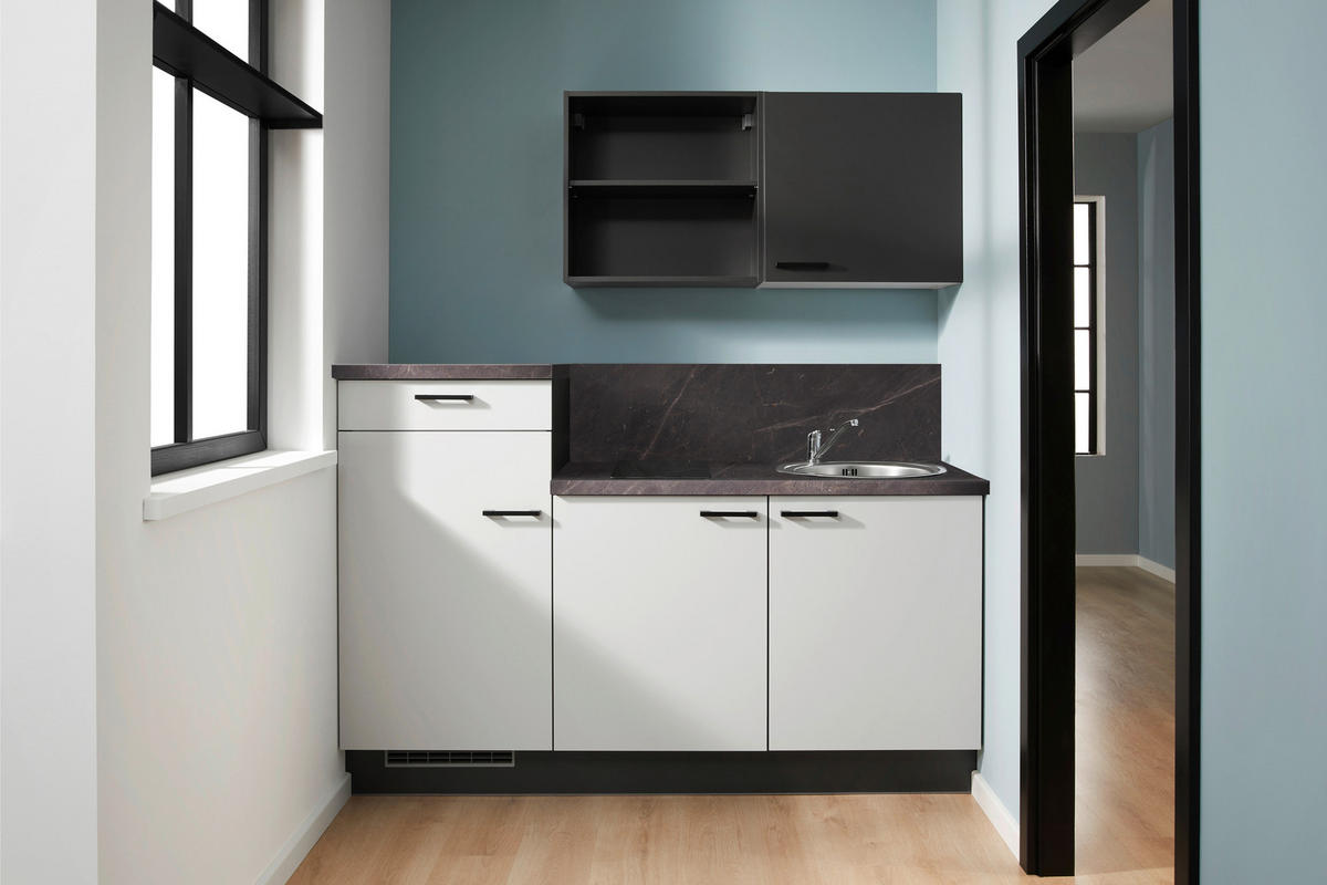 KÜCHENLEERBLOCK 180 cm   in Graphitfarben, Hellgrau  - Dunkelgrau/Hellgrau, Design, Holzwerkstoff/Metall (180cm) - Pino