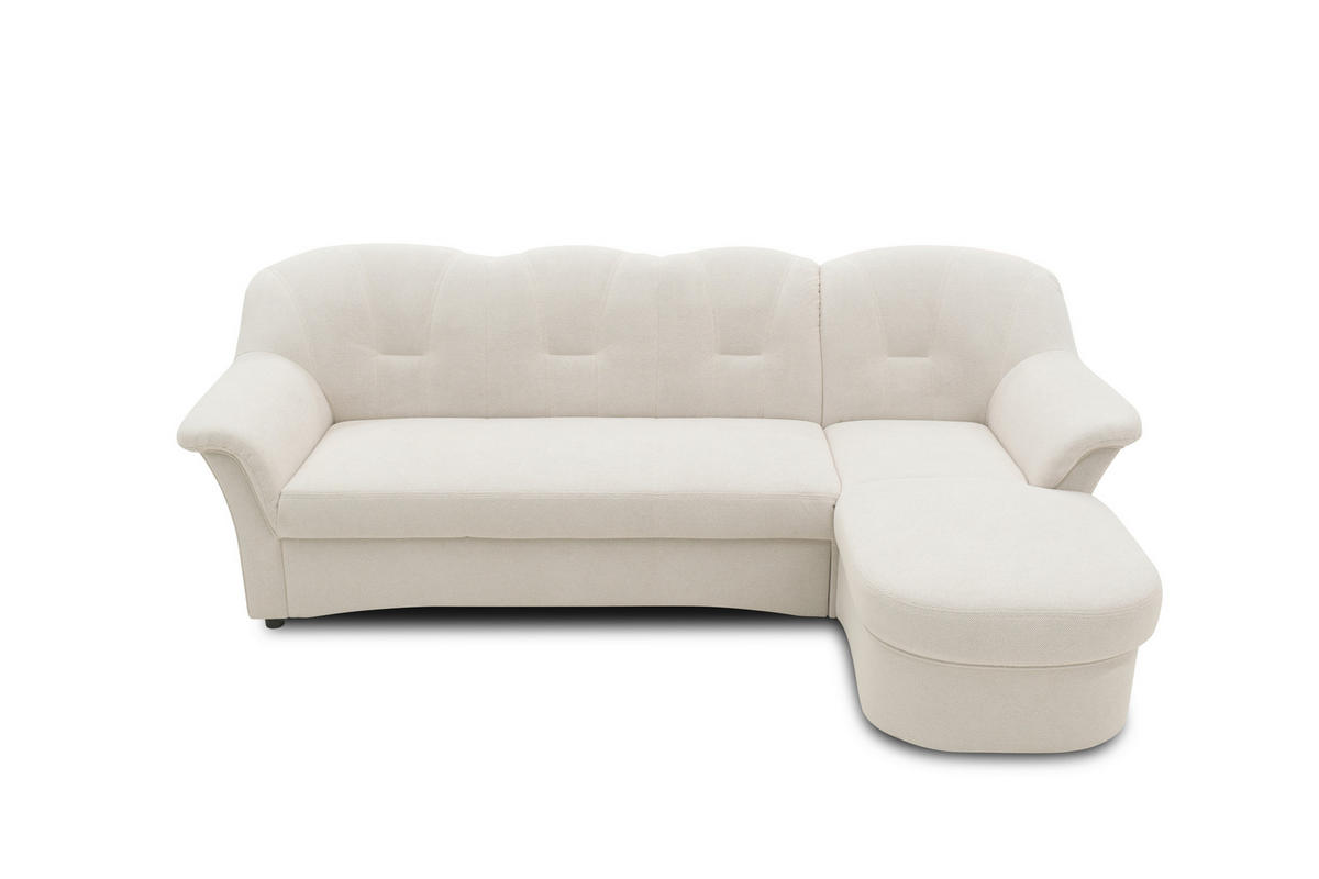 ECKSCHLAFSOFA  FLORES FK Creme Mikrofaser  - Creme/Schwarz, KONVENTIONELL, Kunststoff/Textil (231/142/84cm) - MID.YOU