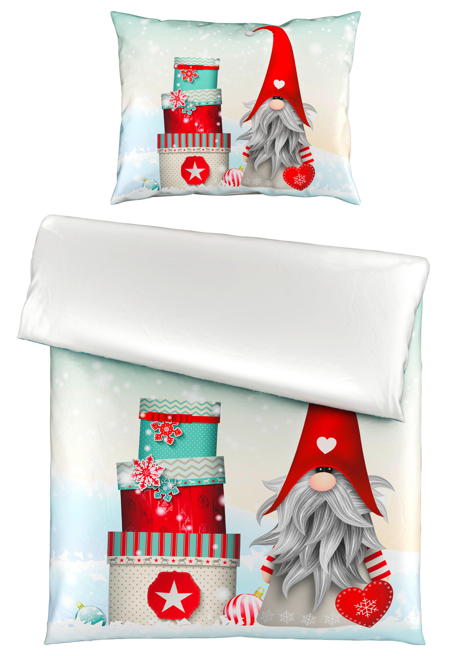 POSTELJINA SA DVA LICA Christmas Collection 140/200 cm saten plava, bela  - bela/plava, Osnovno, tekstil (140/200cm) - X-Mas