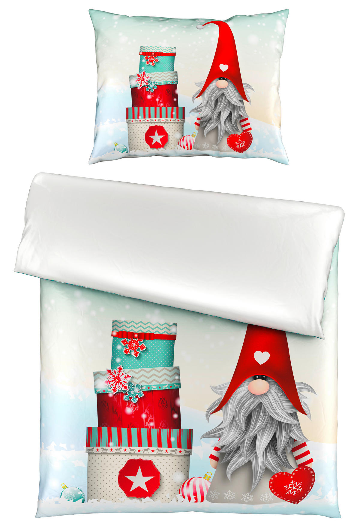 POSTELJINA SA DVA LICA Christmas Collection 140/200 cm saten plava, bela  - bela/plava, Osnovno, tekstil (140/200cm) - X-Mas