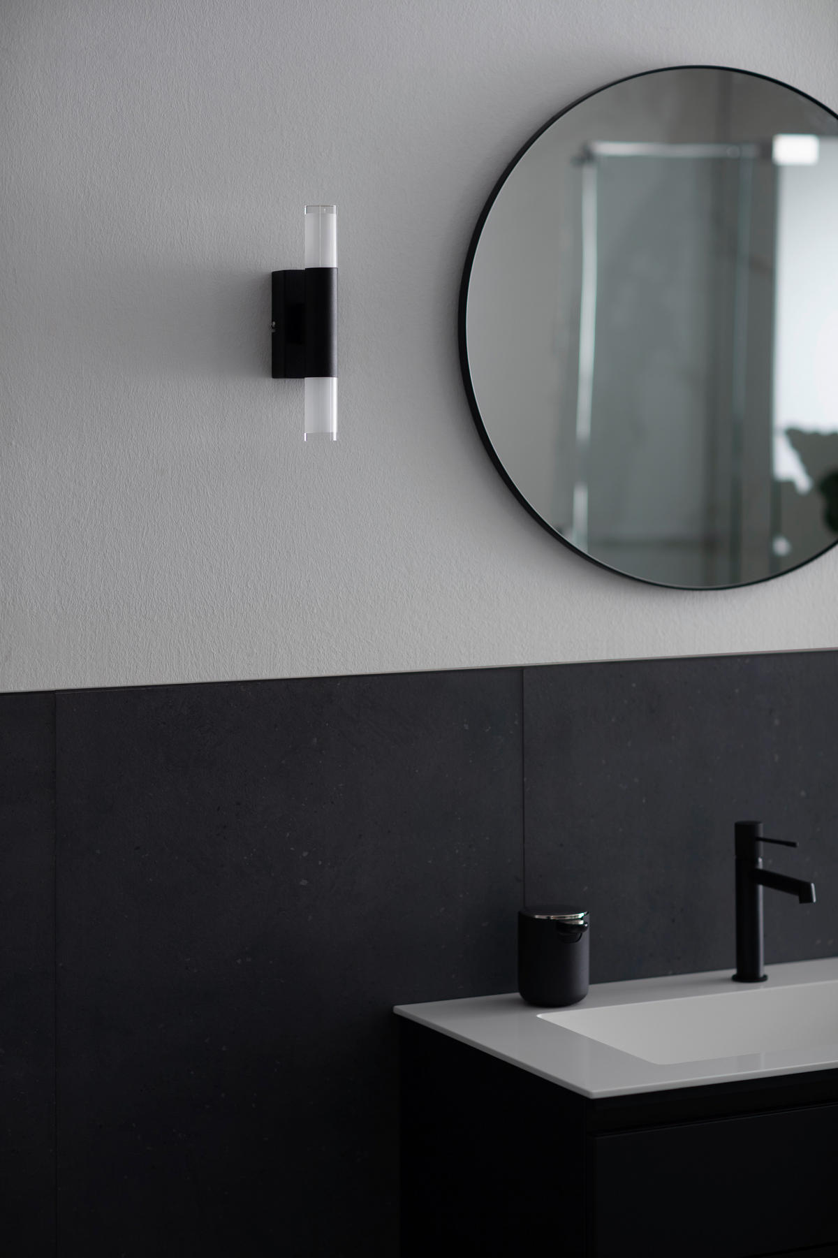 BADEZIMMER-WANDLEUCHTE Twice 7/29 cm   - Sandfarben/Schwarz, Basics, Glas/Metall (7/29cm) - Schöner Wohnen