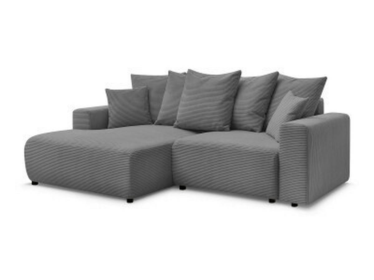 ECKSOFA Ottomane links  ATILLA Dunkelgrau Cord  - Dunkelgrau/Schwarz, MODERN, Kunststoff/Textil (149/244cm)