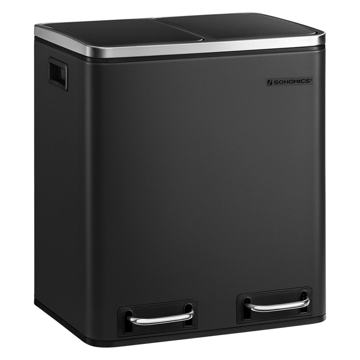 ABFALLSAMMLER 30 L  - Silberfarben/Schwarz, Basics, Kunststoff/Metall (41/47/36cm)
