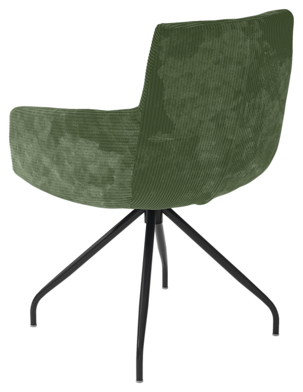 ARMLEHNSTUHL  Sitzfläche 360° drehbar, Gestellauswahl, Stoff-/Lederauswahl Cord  Olivgrün  - Schwarz/Olivgrün, Design, Textil/Metall (61/85/64cm) - Musterring