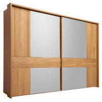 ŠATNÍ SKŘÍŇ SE ZRCADLEM, dub, barvy dubu, 300/217/67 cm - barvy dubu/barvy chromu, Konvenční, kov/dřevo (300/217/67cm) - Dieter Knoll