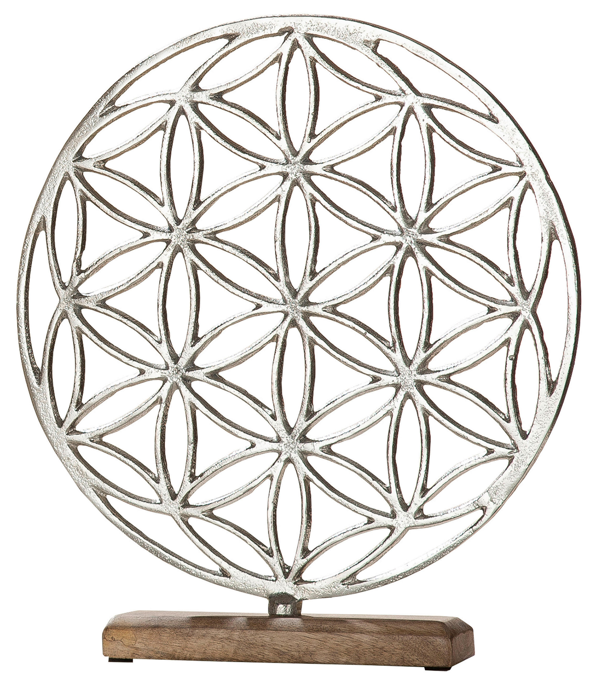 SKULPTUR - Hellbraun/Silberfarben, Basics, Holz/Metall (32/36/5cm)