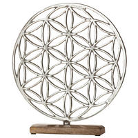 SKULPTUR - Hellbraun/Silberfarben, Basics, Holz/Metall (32/36/5cm)