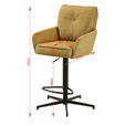 BARHOCKER Leinenoptik Gelb, Schwarz Eisen Stoffauswahl, Sitzfläche 360° drehbar  - Taupe/Gelb, Design, Textil/Metall (58/103-123/61cm) - Novel