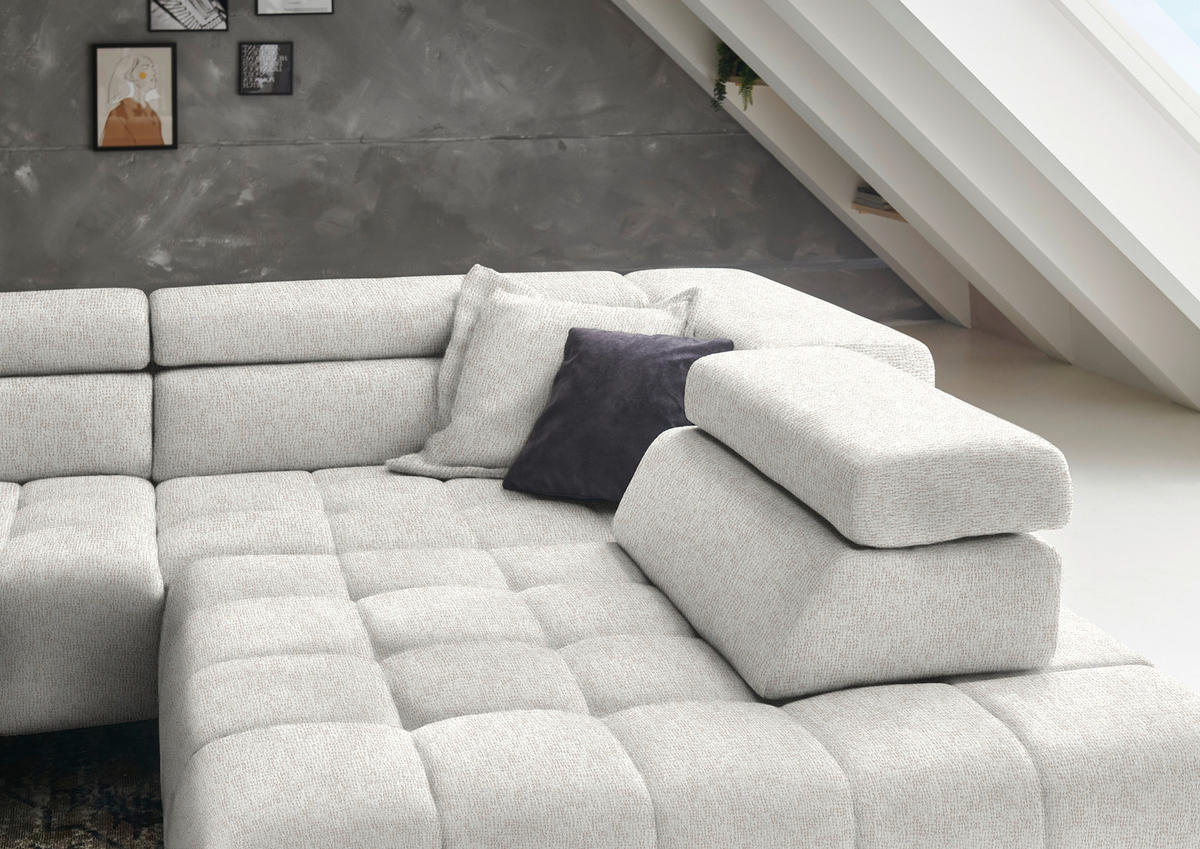 ECKSOFA in Chenille Beige  323/222 cm  - Beige/Schwarz, Design, Textil/Metall (323/222cm) - Beldomo Style