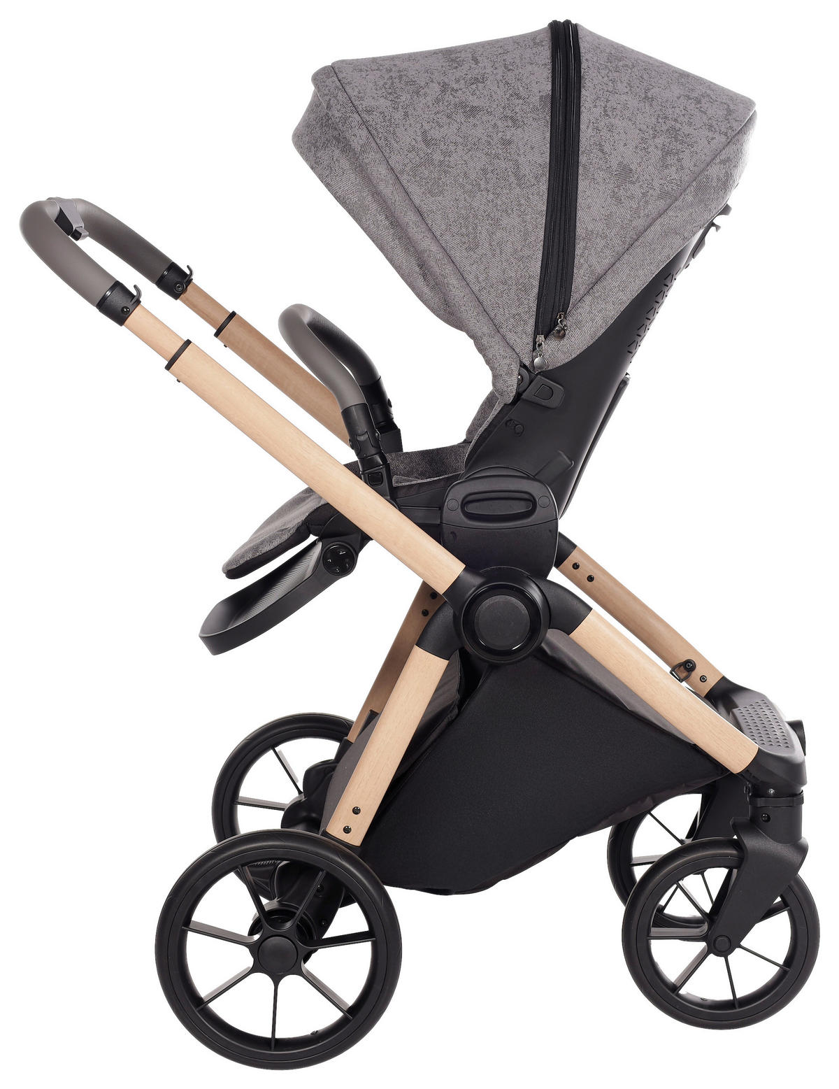 KINDERWAGENSET  Facetty  Poppy Mousse  - Beige/Grau, Design, Textil/Metall (104,5/62/94cm) - Jimmylee