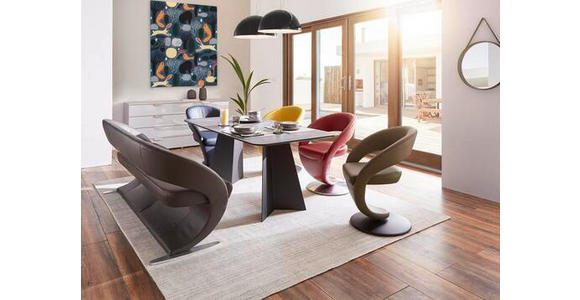 SITZBANK in Leder Edelstahlfarben, Dunkelgrau - Edelstahlfarben/Dunkelgrau, Design, Leder/Metall (204/83/68cm) - Moderano
