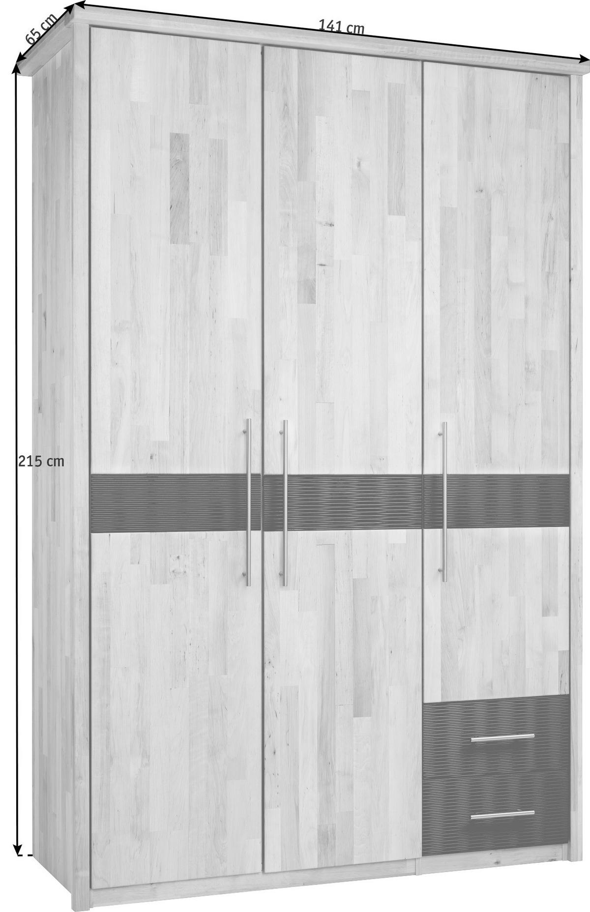 DREHTÜRENSCHRANK in Weiss, Erlefarben  - Chromfarben/Weiss, Natur, Glas/Holz (141/215/65cm) - Linea Natura