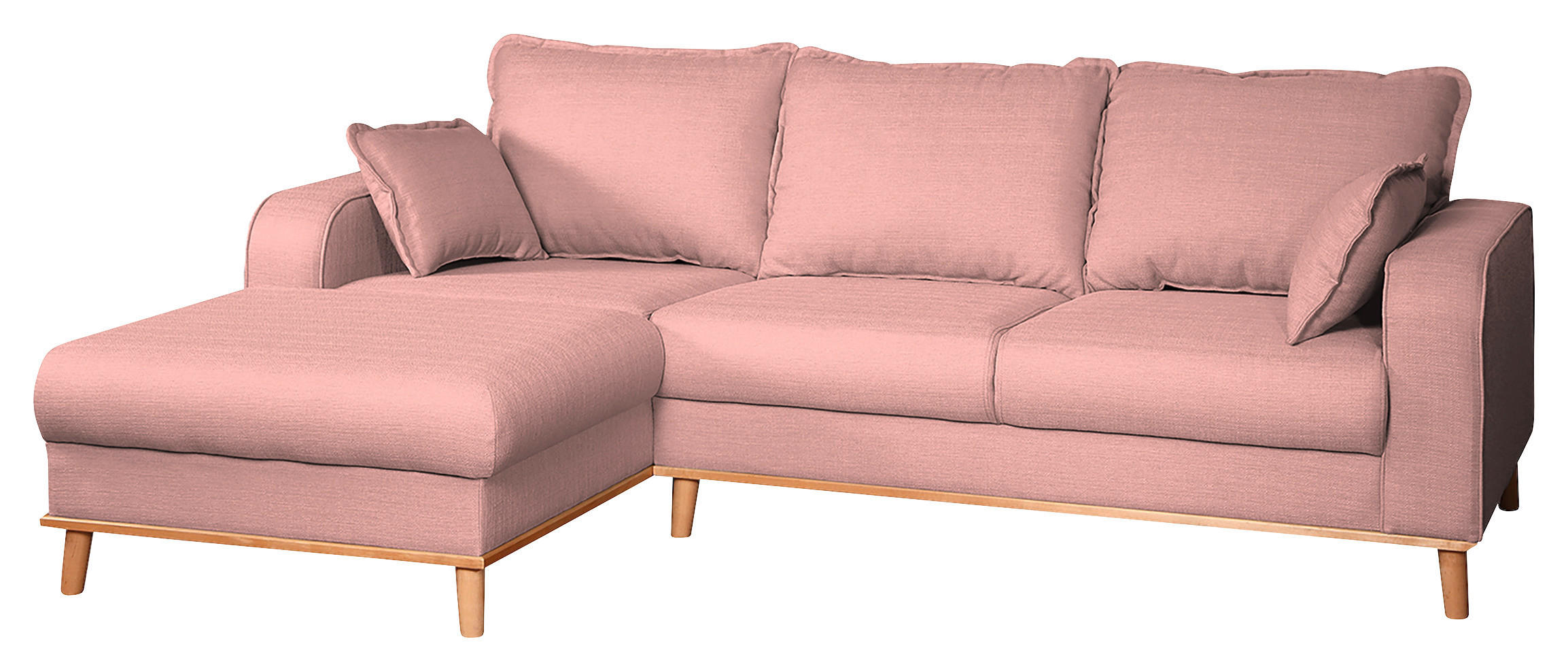 ECKSOFA Beata Rosa Mikrofaser  - Wengefarben/Rosa, Design, Holz/Textil (150/230cm) - Livetastic