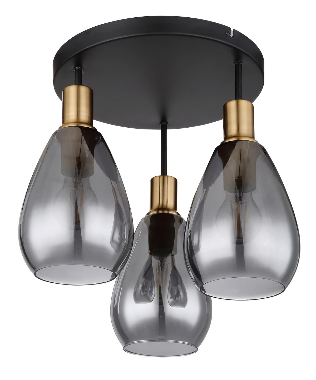 STROPNA SVETILKA Fanni 38/38 cm   - siva/črna, Design, kovina/steklo (38/38cm) - Globo