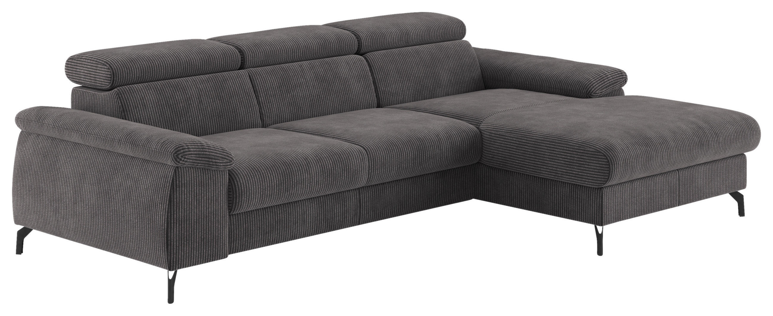 ECKSOFA Anthrazit Cord  - Anthrazit/Schwarz, Design, Textil/Metall (244/166cm) - Livetastic