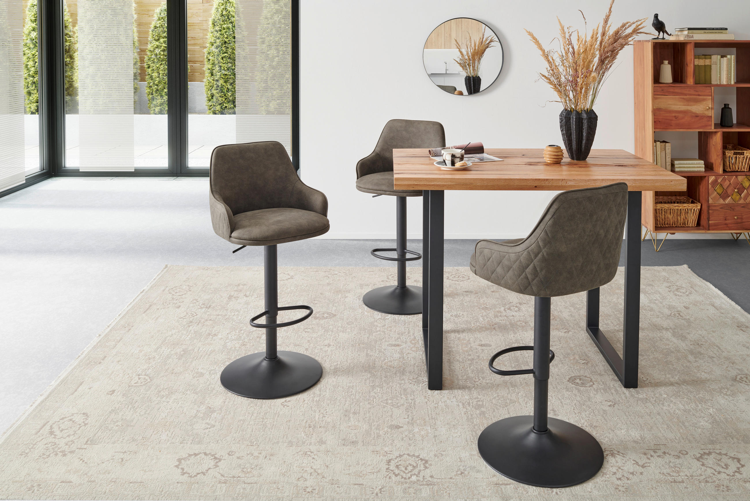 BARHOCKER in Metall, Textil Grau, Schwarz  - Schwarz/Grau, KONVENTIONELL, Textil/Metall (50/90-111/51cm) - MID.YOU