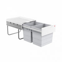 EINBAUABFALLSAMMLER 2 x 18 l  Kunststoff  - Hellgrau, Basics, Kunststoff (34,6/33,6/47,5cm) - HKT