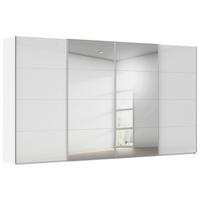 SCHWEBETÜRENSCHRANK 400/223/68 cm 4-türig Weiß, Weiß Hochglanz  - Weiß Hochglanz/Alufarben, Basics, Glas/Holzwerkstoff (400/223/68cm) - Novel