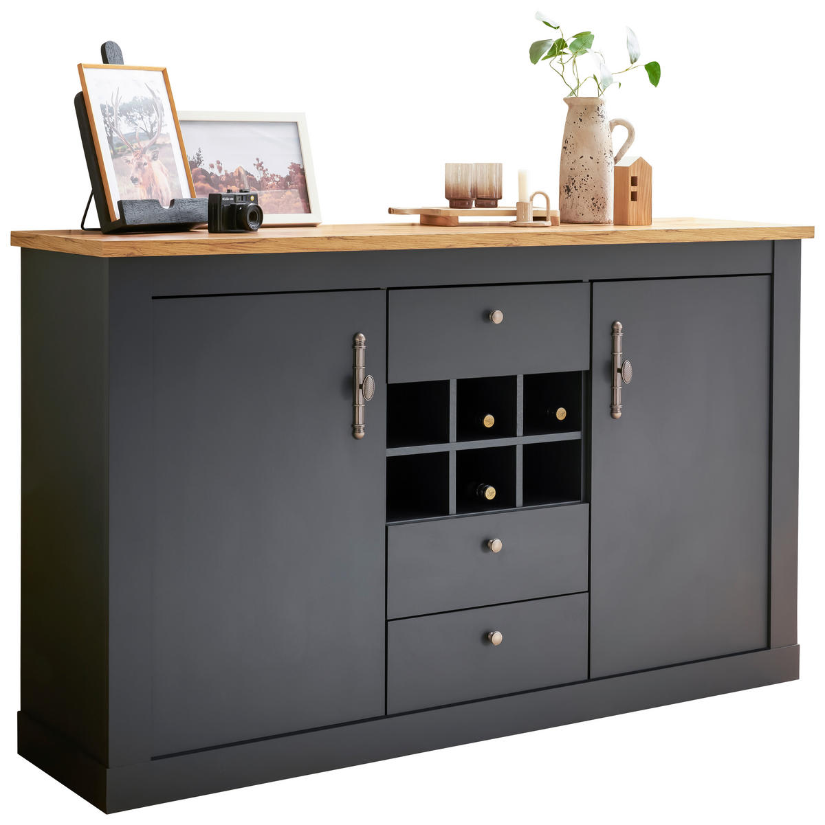 SIDEBOARD  in 169/104/45 cm  - Anthrazit/Silberfarben, Design, Holzwerkstoff/Metall (169/104/45cm) - MID.YOU