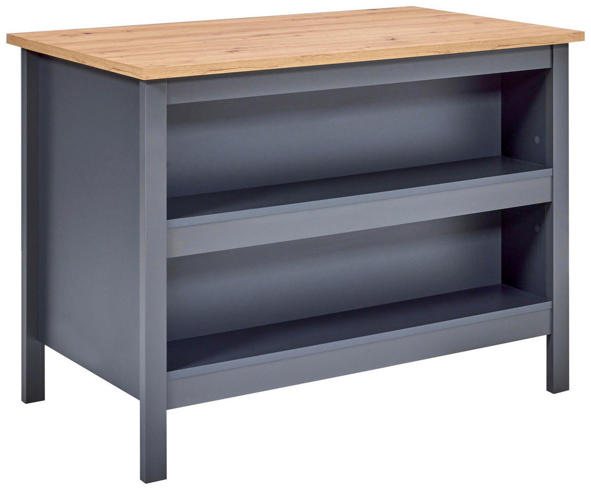 KÜCHENINSEL 124/91/75 cm  in Anthrazit, Eiche Artisan  - Anthrazit/Schwarz, MODERN, Holzwerkstoff/Metall (124/91/75cm) - home24
