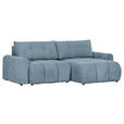 ECKSOFA in Flachgewebe Blau  - Blau/Schwarz, KONVENTIONELL, Kunststoff/Textil (256/157cm) - Carryhome