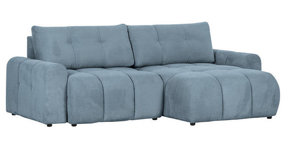 ECKSOFA in Flachgewebe Blau  - Blau/Schwarz, KONVENTIONELL, Kunststoff/Textil (256/157cm) - Carryhome