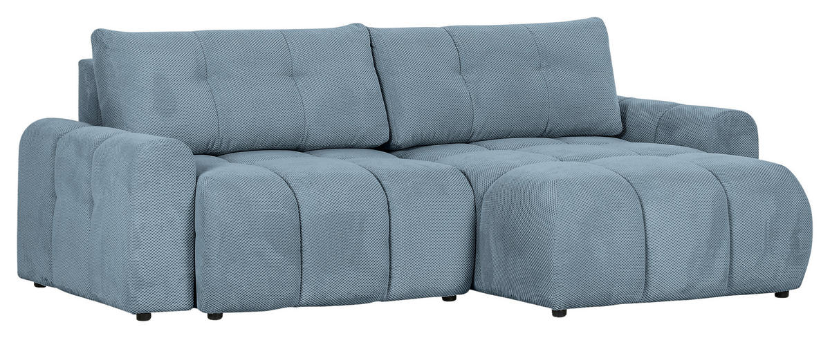 ECKSOFA in Flachgewebe Blau  - Blau/Schwarz, Konventionell, Kunststoff/Textil (256/157cm) - Carryhome